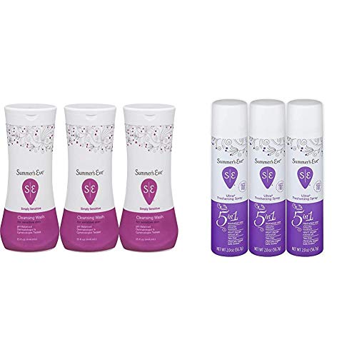 Summer's Eve Cleansing Wash | 15 Ounce | (Pack of 3) and Summer's Eve Freshening Spray | Ultra | 2 oz Size | Pack of 3 | pH Balanced, Dermatologist & Gynecologist Tested