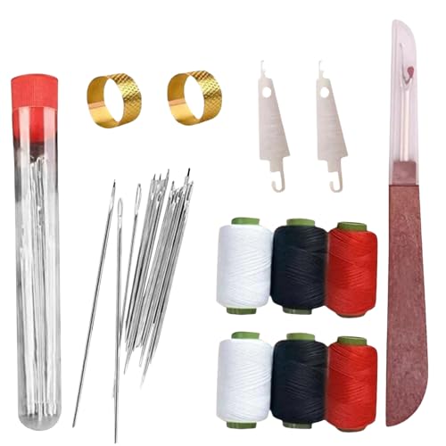 37pcs Nähwerkzeug-Set,Tragbar und Multifunktional Sewing Kit mit schmalen Nadeln und Fäden,Leder Reparatur Set für AnfäNger und Profis,Multifunktional DIY LedernäHset (1pcs)