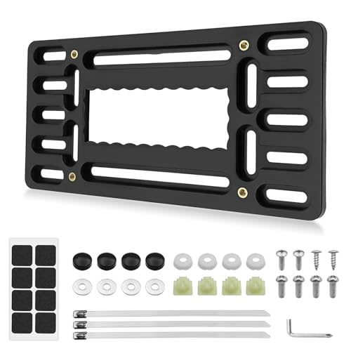 Front License Plate Mounting Kit No Drill Front Plate Mount Universal Car Tag Adapter with Anti Theft Stainless Steel Screw Bolt Caps