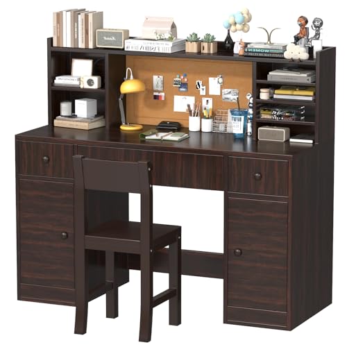 RUPOLX Espresso Wooden Kids Desk and Chair Set,48