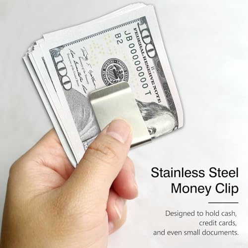 3-Pack Small Men’s Slim Money Clip – Stainless Steel Credit & Business Card Holder, Pocket Cash Wallet (Silver & Gold)2
