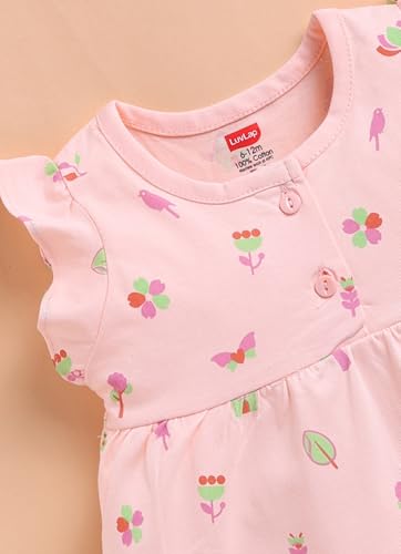 Image of LuvLap Baby Girls Regular Fit 100% Cotton Half Sleeve Girls Knee Length Frock Pack of 3