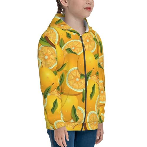 Yellow Limes Kid Hoodies Boys Zip Up Sweatshirts Girls Pullover with Pocket4