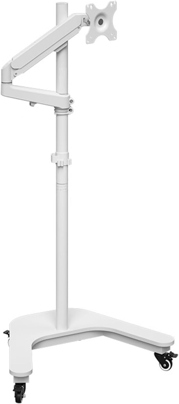 Laptop Floor Stand,Portable Steel Computer Shelf,Adjustable Mobile,for Home Outdoor Office,Load 2 to 9kg(White)