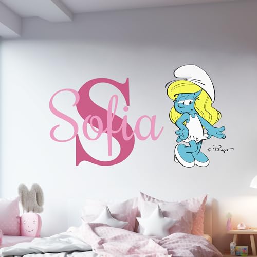 Vinilo decorativo personalizado Los Pitufos para pared