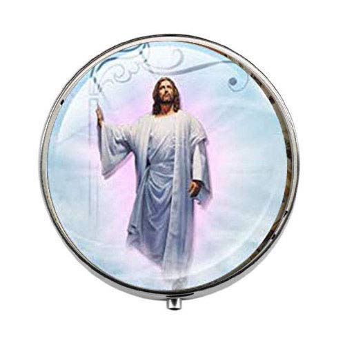 Jesus - Religious Pill Box - Vintage Art Picture Pill Box - Glass Candy Box