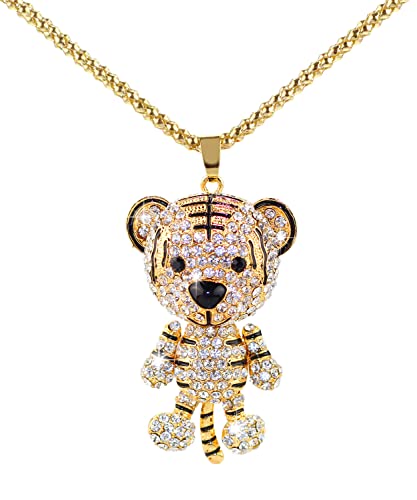 Beechamp Rhinestone Cute Tiger Pendant Necklace Christmas Sweater Chain #TOP13