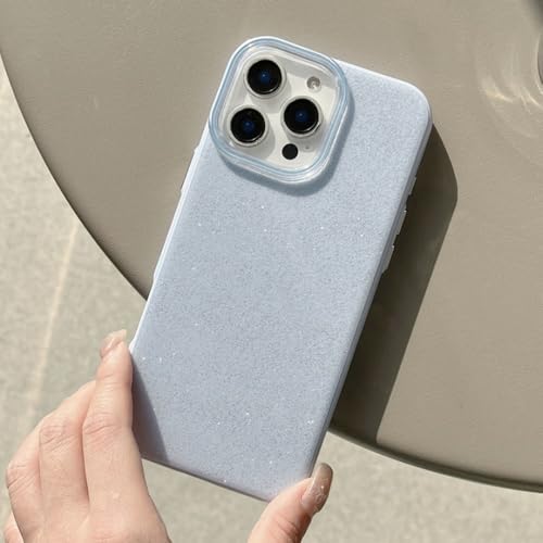 Coque de téléphone tendance à paillettes antichoc iPhone 16 15 14 Plus cyan