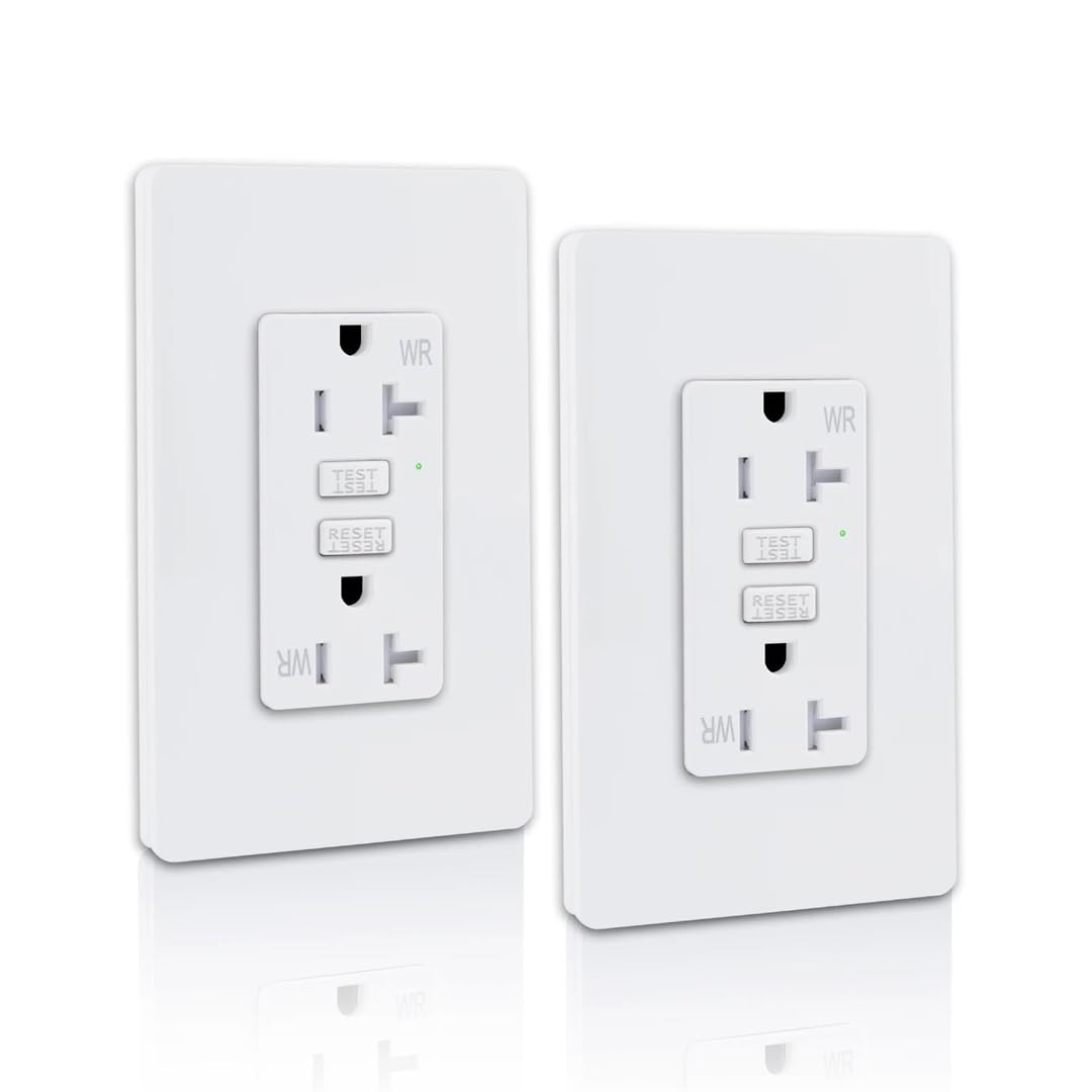 Prise GFCI Blanche 15 A 20 A Avec Indicateur LED, Plaque Murale, Multiprise Pour La Maison, La Cuisine, Le Bureau, La Décoration
