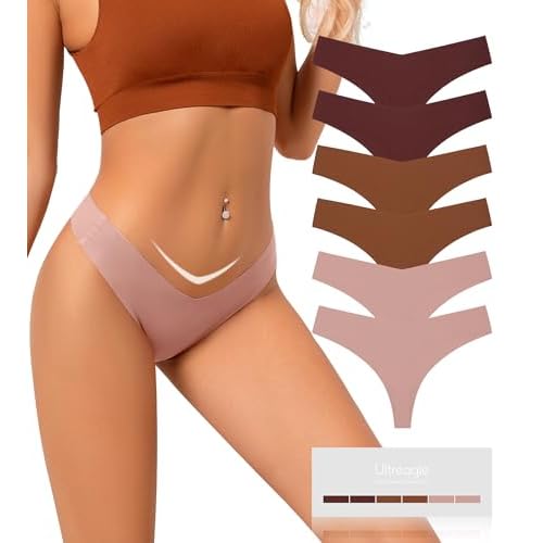 Seamless Thongs for Women V-Shaped No Show Panties Soft Comfortable Breathable Workout Underwear Multiple Pack