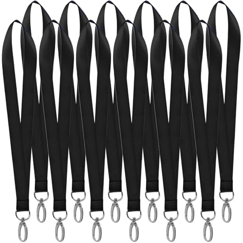 Gudalea 12 Piezas Cordón Correa de Cuello, Correa para Cuello Llaves Negro, Oficina Neck Strap Lanyard Cuello de Acollador Cordones con Ganchos Giratorios, Cordón de Oficina Cordones de Insignia