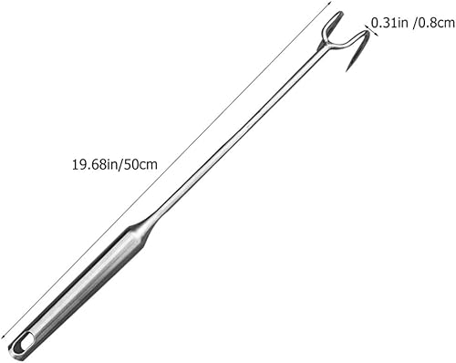 Miniatura 3 de UPKOCH Gancho ergonómico multifunción para barbacoa de acero inoxidable duradero para voltear y manipular fácilmente el cerdo y el pescado,