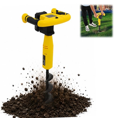 HUOMMGS Tarière professionnelle sans fil avec embout de perçage de 80 mm 350 W - Tarière électrique portable - Mise à niveau 550 tr/min - Pour sol...