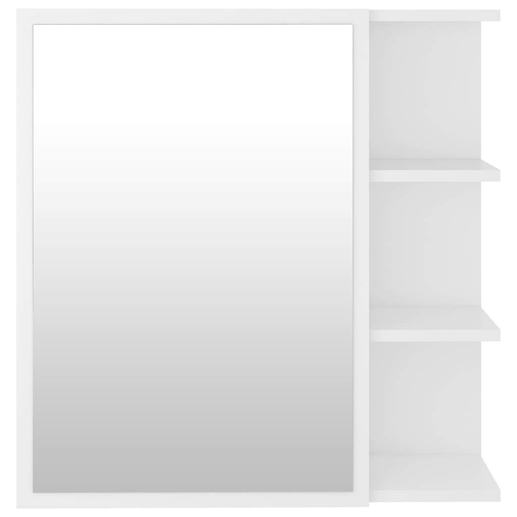 Szafka łazienkowa z lustrem biała z materiału drewnopochodnego, 62,5 x 20,5 x 64 cm, z 5 półkami i 1 drzwiczkami, miejsce do przechowywania szafki pod umywalkę, meble łazienkowe, wiszące na