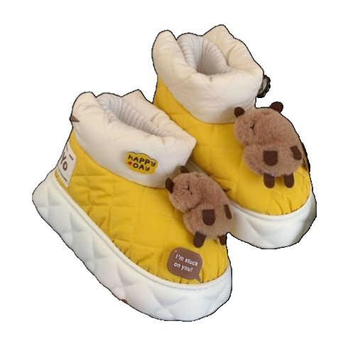 Capybara Slippers Cute Fuzzy Warm Plush Winter Shoes, Cozy Indoor Outdoor House Sandals Bedroom Comfortable Wear Soft Cloud Slides Furry Lightweithg Anti-Skid Rubber Grips Funny Platform Slippers