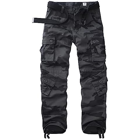 AKARMY Men's Casual Relaxed Fit Cargo Pants with Pockets, Outdoor Camo Cotton Work Pants for Men(No Belt) 3354 E Camo 34 Cover