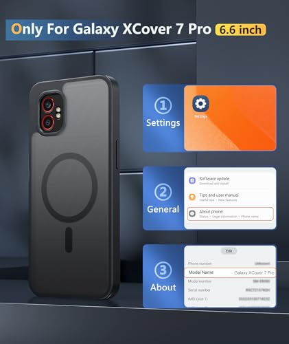 Image of FNTCASE for Samsung-Galaxy XCover7 Pro Case: for XCover6 Pro Case [Compatible with Magsafe] Translucent Matte Cases with [Screen Protector] Military Grade Shockproof Protective Phone Cover -Black