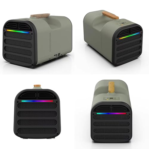 مكيف محمول 5200 وحدة حرارية بريطانية للتخييم والشواء، وحدة تكييف خارجية بتصميم صغير وخفيف الوزن للسيارة والسيارة الترفيهية والحيوانات الأليفة مع جهاز تحكم عن بعد وشاشة تعمل باللمس من كيو واكي (أخضر)