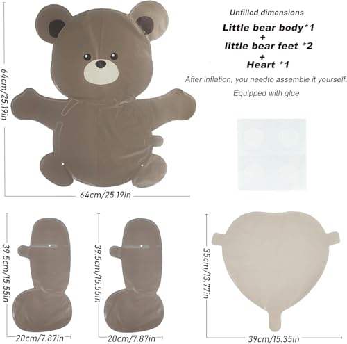 Image of Rozi Decoration Big Size Teddy Bear Foil Balloon with Heart Foil Balloon Set of 1 Pcs | Teddy Bear Foil Balloon | Anniversary Teddy Bear Balloon Decoration | Valentine Day Decoration Items