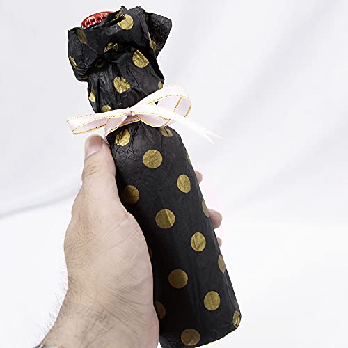Mr Five 30 Sheets Black Gold Polka Dot Tissue Paper Bulk,20" X 28",Gift Wrapping Tissue Paper,Black Tissue Paper For Gift Bags,Diy And Crafts,Wrapping Paper For Graduation,Birthday,Holiday #TOP3
