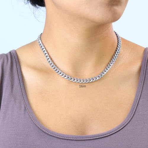 Nuragold 10K Real White Gold Miami Cuban Link Chain Necklace 16"-30" (3mm-9mm) Italian Jewelry for Men & Women3