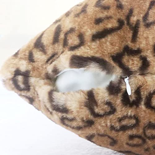 Entua Soft Plush Faux Fur Leopard Cheetah Skin Fur Throw Pillow Covers Luxury Style African Jungle Wildlife Nature Animal Print Cushion Cover Brown Gold Decor Pillow Cover For Home Couch thumb #5