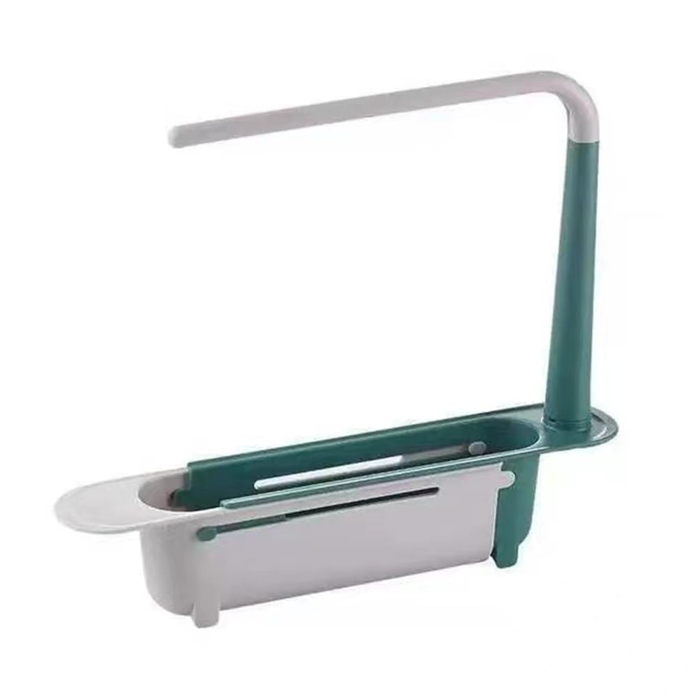 Aundhegrtt Telescopic Sink Storage,Rack Adjustable for Kitchen Sink- Sink Drain Basket& Sponge Holder Included