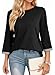 Dokotoo 3/4 Length Sleeve Spring Tops for Women 2026 Summer Fall Clothes Trendy Women's Tops Clothing Fashion T Shirts Outfits Work Business Dressy Casual Loose Blouses Ladies Basic Tee Black