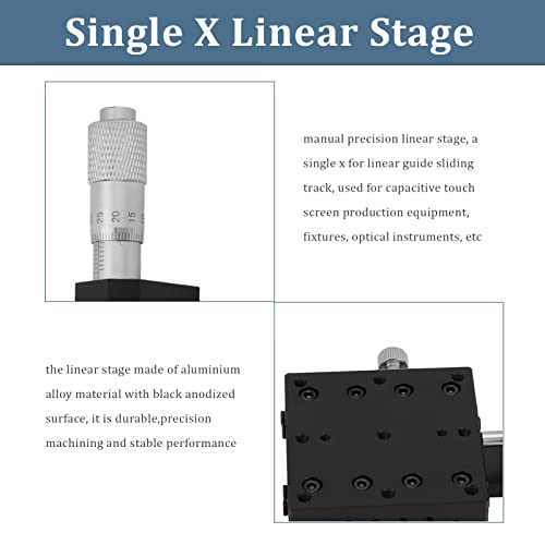 Semx60-Ac Manual Linear Stage,Cross Roller X Axis Micrometer Fine Tuning Slide Table,60X60Mm Precision Optical Trimming Platform Station,For Precision Inspection,Equipment Positioning #TOP3