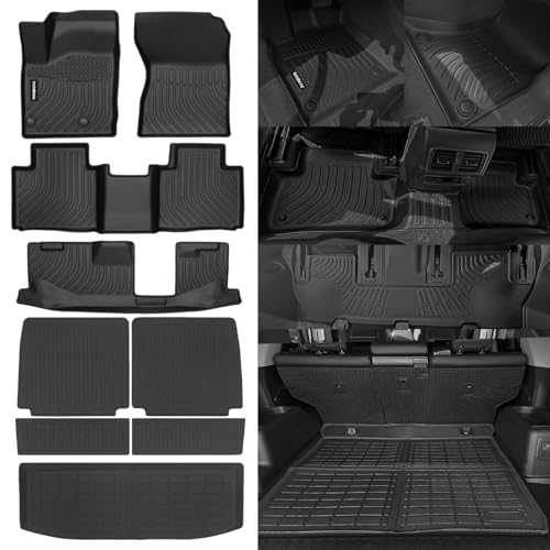 Naibeve Floor Mats for 2022-2025 Mitsubishi Outlander (Not for PHEV/Sport) - All Weather Custom Fit for Mitsubishi Outlander Floor Mats & Trunk Mat & Backrest Mats Waterproof Interior Accessories