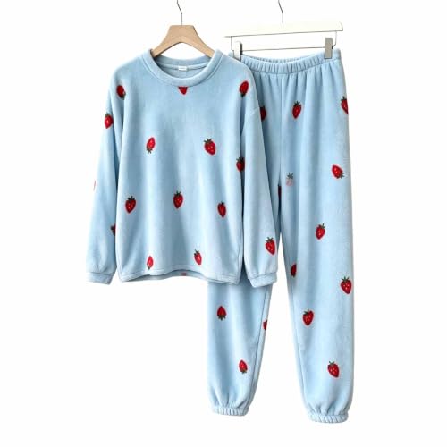 Aswuknt Womens Flannel Pajama Set Long Sleeve Winter Cute Fleece Sleepwear - image 7