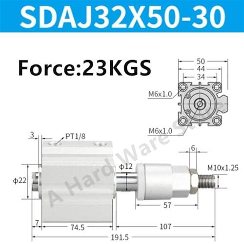 Cylindre fin à course réglable Sdaj32-50-30 pour automatisation précise - 3