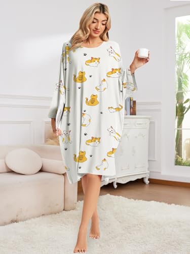 Image of CRIPOM Plus Size Moo Moos for Women Oversized Sleep Shirts for Women Oversized Nightgown with Pocket Fit S-5XL