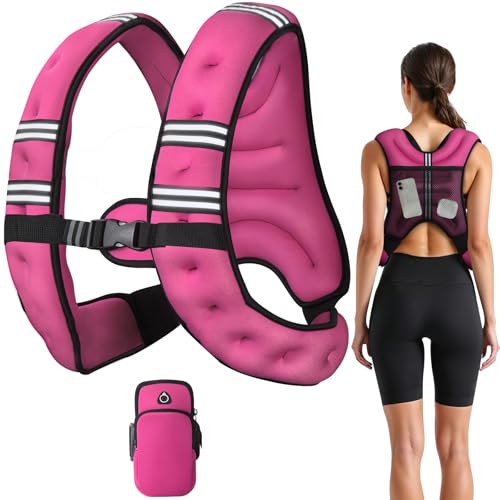 Image of Weighted Vest, 6lb /8lb /12lb /16lb /20lb /25lb /30lb Weight Vest with Reflective Stripe, for Men Women Workout Equipment for Strength Training, Running, Jogging, Fitness, Weight Loss
