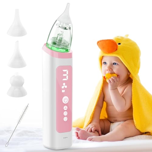 Image of Nasal Aspirator for Baby Nose Sucker - Electric Nose Suction for Newborn, Kids Booger Sucker, Infant Snot Nasal Sucker, Nose Cleaner Essentials for Toddler, 3 Silicone Tip, Adjustable Music, Light