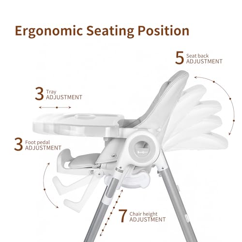 Image of Babilous Baby High Chair, 4-in-1 Foldable High Chair with Auto-Lock Wheels | Auto-Lock Wheels for Safe, Adjustable Comfort, Easy-Clean PU Seat, Infant Feeding, High Chair for Babies and Toddlers