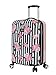 Betsey Johnson Designer 20 Inch Carry On - Expandable (ABS + PC) Hardside Luggage - Lightweight Durable Suitcase With 8-Rolling Spinner Wheels for Women (Stripe Roses)