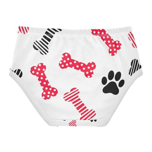 Girls' Underwear, Dog Paw Bones Toddler Panties, Cotton Girls Underwear, 2T–8 Years2