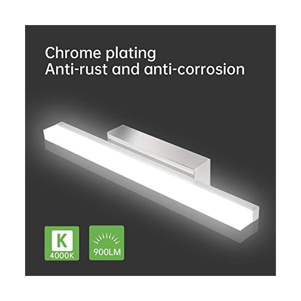 Kimjo LED Spiegelleuchte 9W 40CM, Bad Spiegellampe IP44 für Badzimmer Neutralweiß 4000K 900LM, 230V Badleuchte… – Bild 4