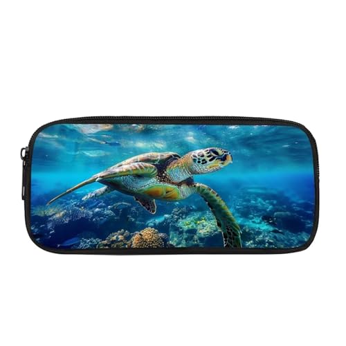 Astuccio per penne per ragazzi e bambini grande astuccio con cerniera portamonete borsa per adolescenti ragazze scuola per cosmetici in Tartaruga Marina 3 M tela