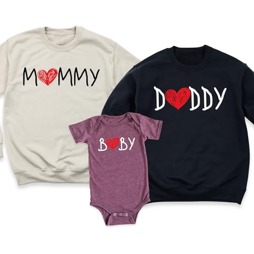 Family Matching Outfits Mommy Daddy Baby T-Shirt Set, Mommy and Me Shirts, Cute Baby Shower Gifts for New Parents, Baby Clothes