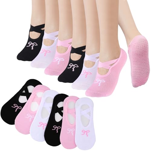 Chaussettes antidérapantes pilates et yoga pour éviter les chutes avec nœuds de maintien
