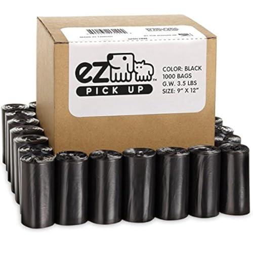 EZ 1000 Pet Dog Waste Poop Bags, Black, 9