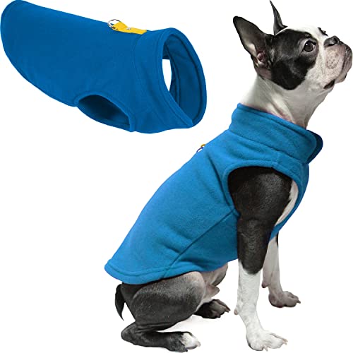 Image of Gooby Fleece Vest Dog Sweater, Deep Blue, Small | Soft warm fleece; Pullover, easy on /off (no zippers); O-ring leash attachment; Machine washable