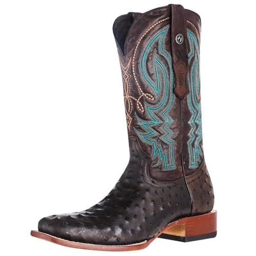 Men`s Black and Brown Ostrich Print 13In Brown Top Cowboy Boot