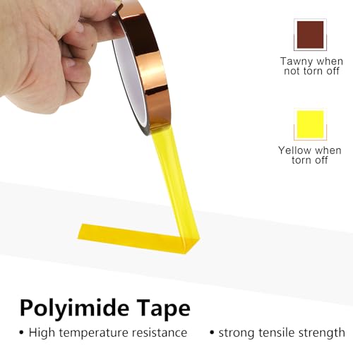 Image of BOMEI PACK 2 Pack 20mm x 108ft Polyimide Tape High-Temperature Resistant, No Residue Heat-Resistant Tape for Electric Task, 3D Printing, Soldering, Sublimation, Masking