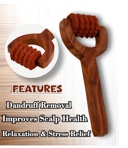Image of Flavoma [LONG HANDLE] Balyantra Wooden Roller Massager For Scalp | Acupressure Roller Massage | Head Massager For Hair Growth | Manual Head Massager | Promotes Hair Growth | Dandruff Removal