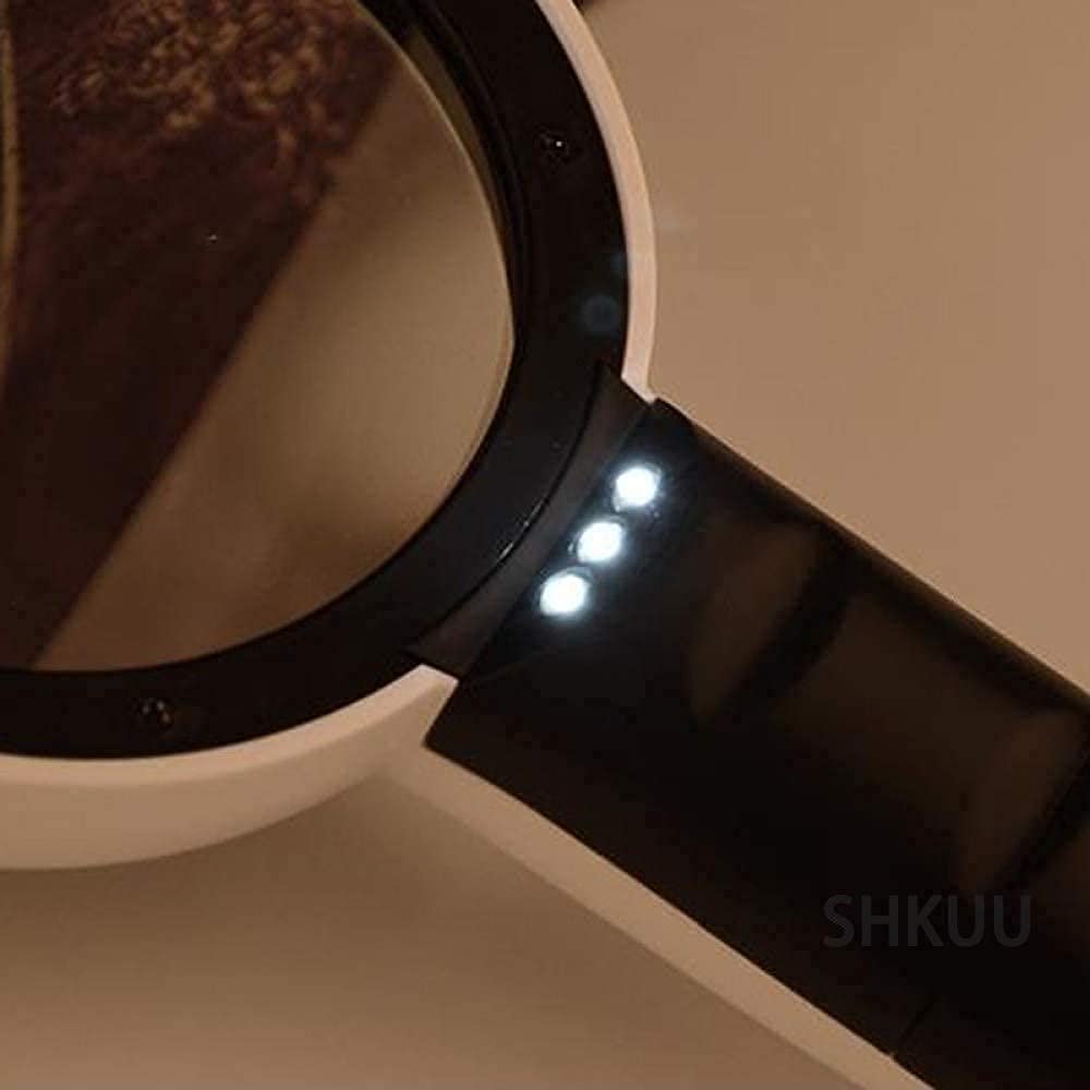 30-Fache Vergrößerungslupe Mit Leselampe, Beleuchtete Lupe Mit 3 LEDs, Handlupe Für Lese- Und Inspektionsarbeiten – 90 Mm,