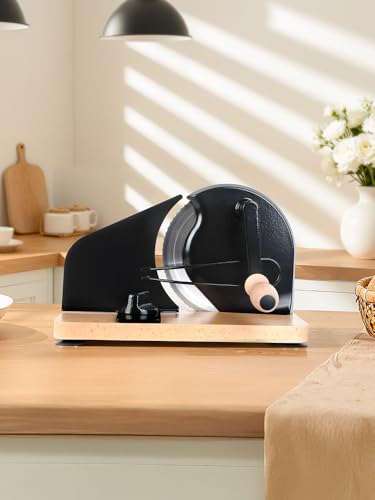 Affettatrice manuale per pane con manovella, taglia pane regolabile per pane fatto in casa e rotondi a lievito naturale, macchina classica da cucina per affettare il pane, regalo per panettieri, nero