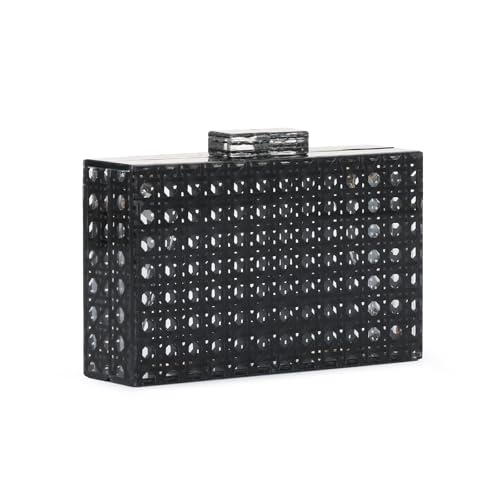 Image of GOKTOW Rattan Acrylic Bag Clutch Purse Evening Bag Woven Handbag Summer Beach Purse